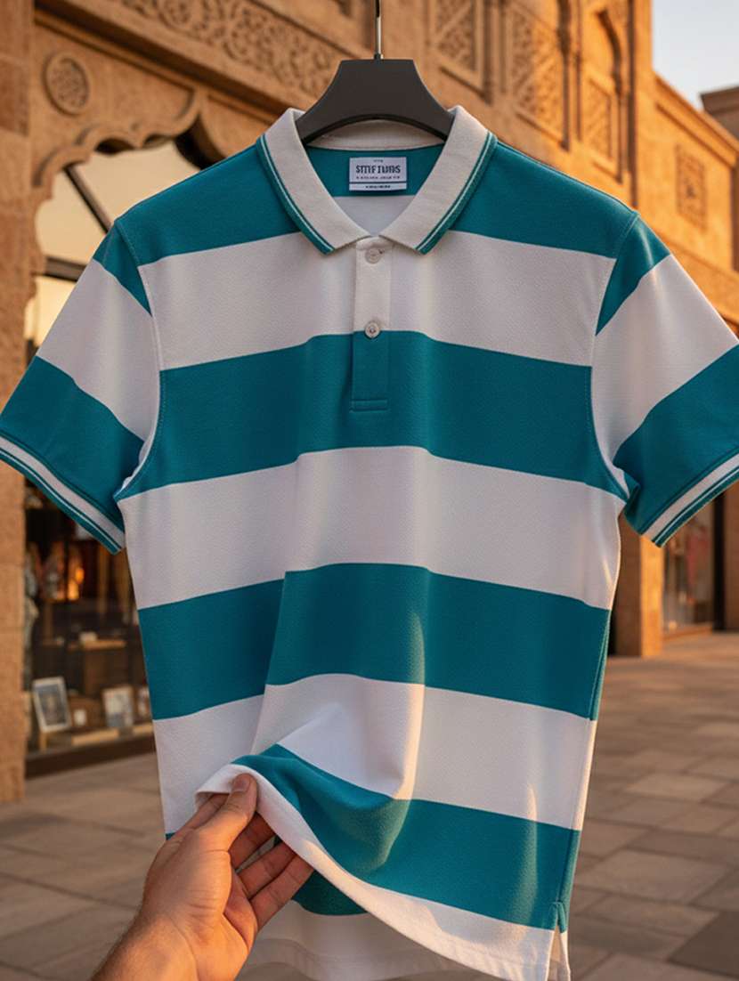 women striped short sleeve oversized polo t-shirt - 22374181 -  Standard Image - 3