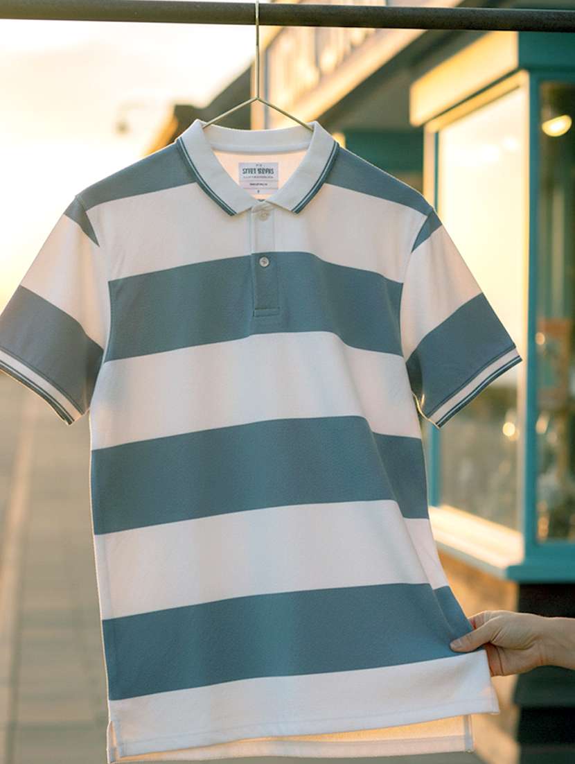 women striped short sleeve oversized polo t-shirt - 22374184 -  Standard Image - 3