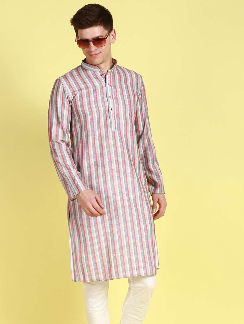 men striped kurta and churidar set