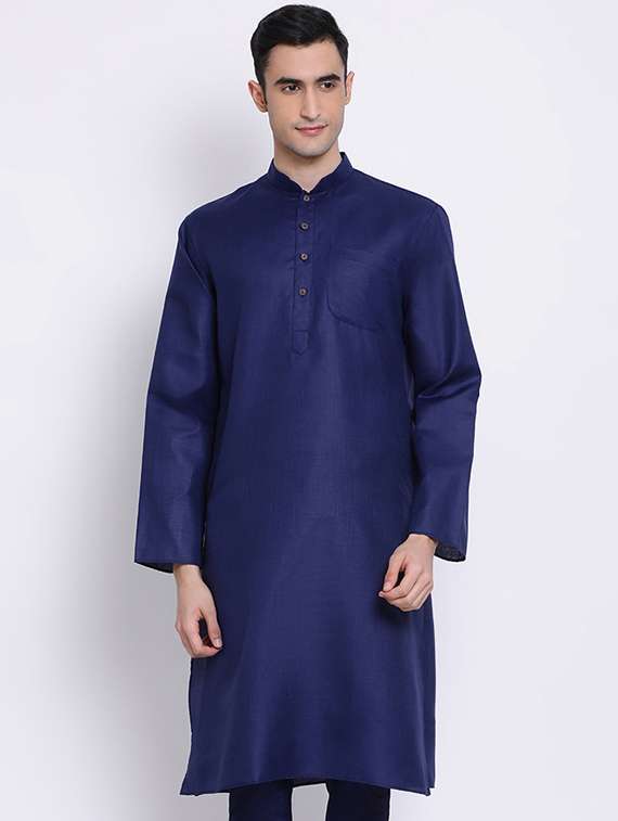 men solid kurta and churidar set