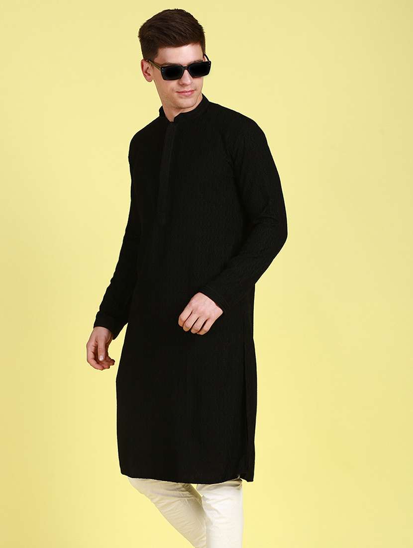 men self design kurta and churidar set