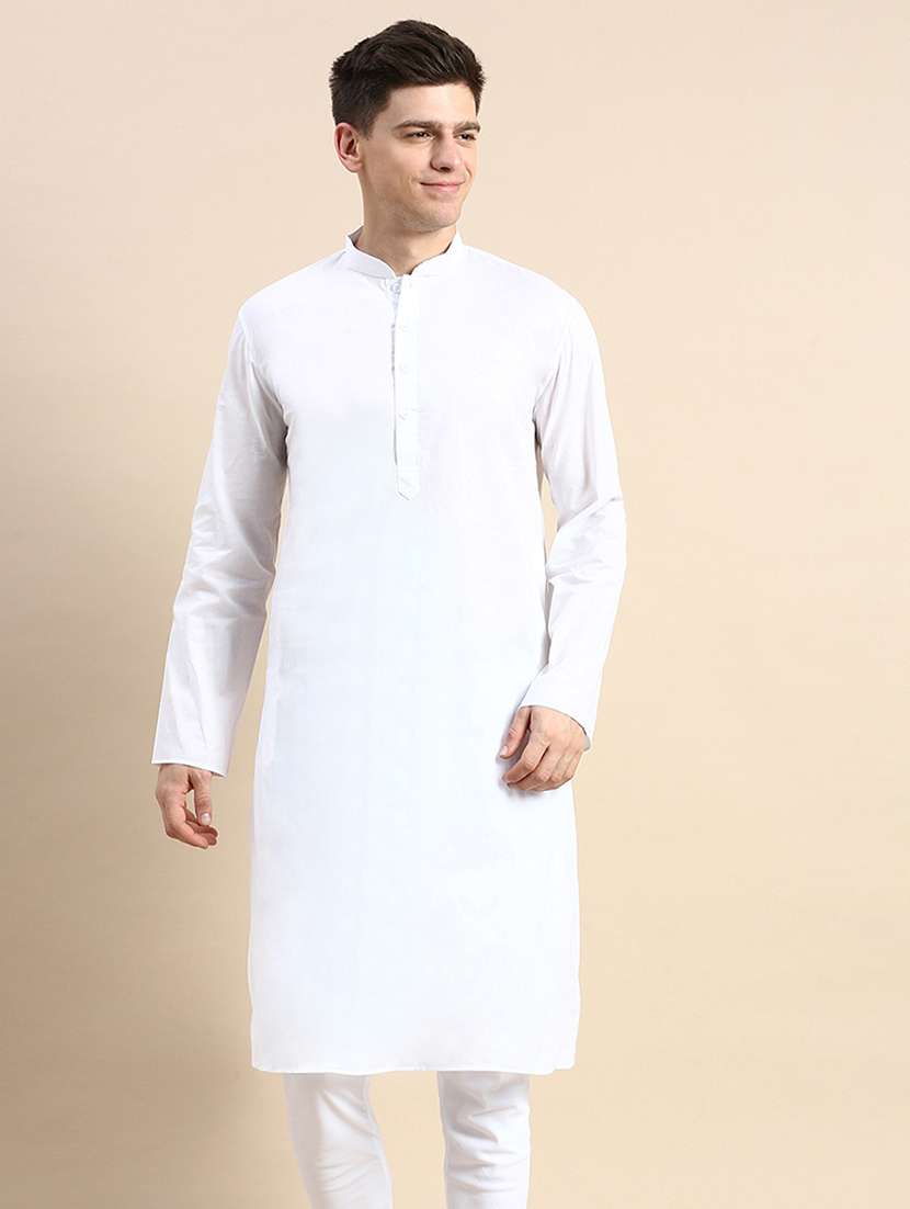 men solid kurta and churidar set