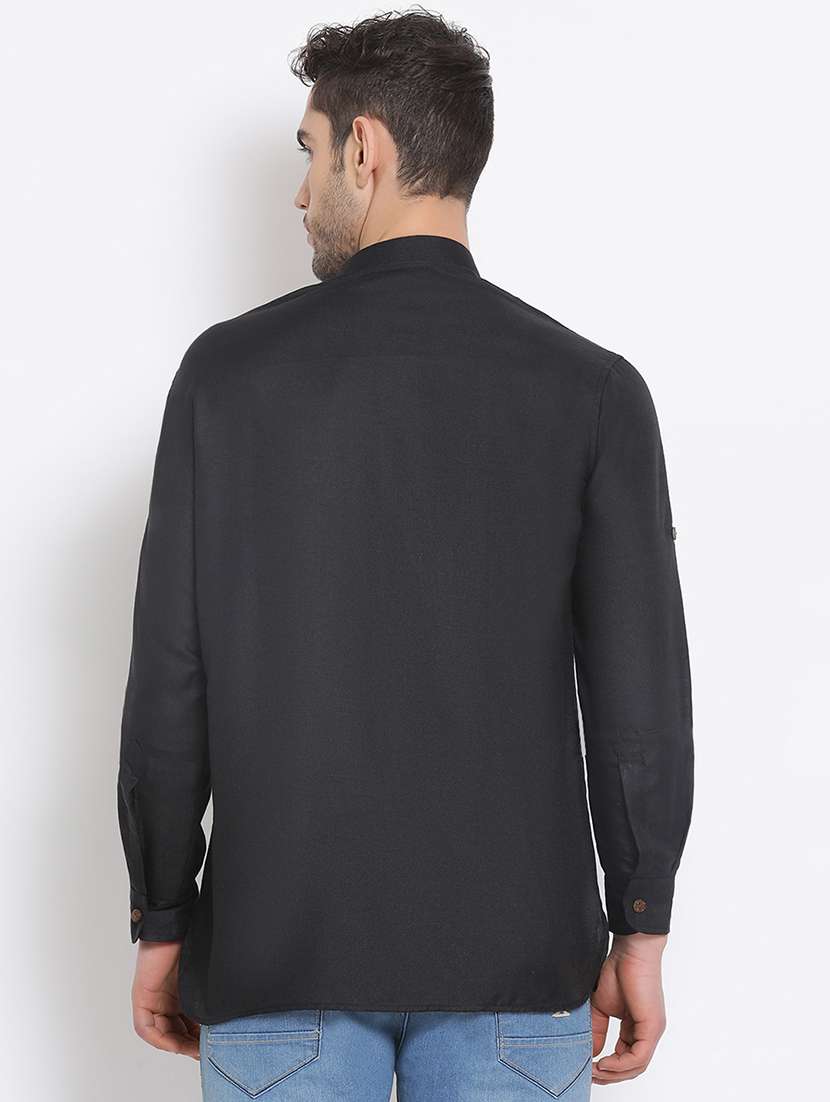 men solid long sleeve short kurta  - 22374364 -  Standard Image - 3