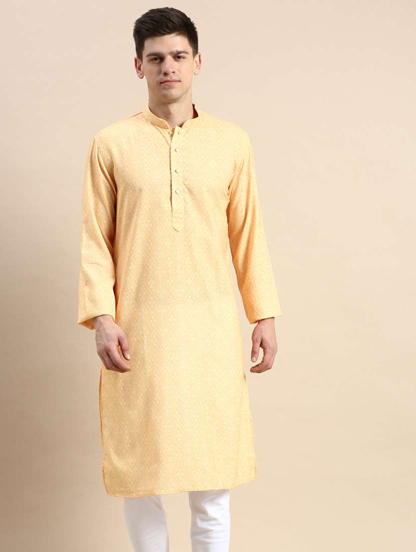 men self design kurta and churidar set