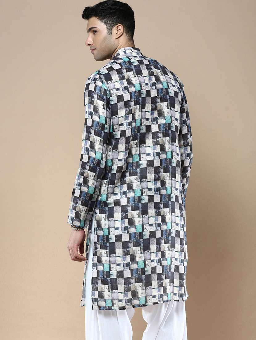 men mandarin neck long sleeve kurta - 22374515 -  Standard Image - 3