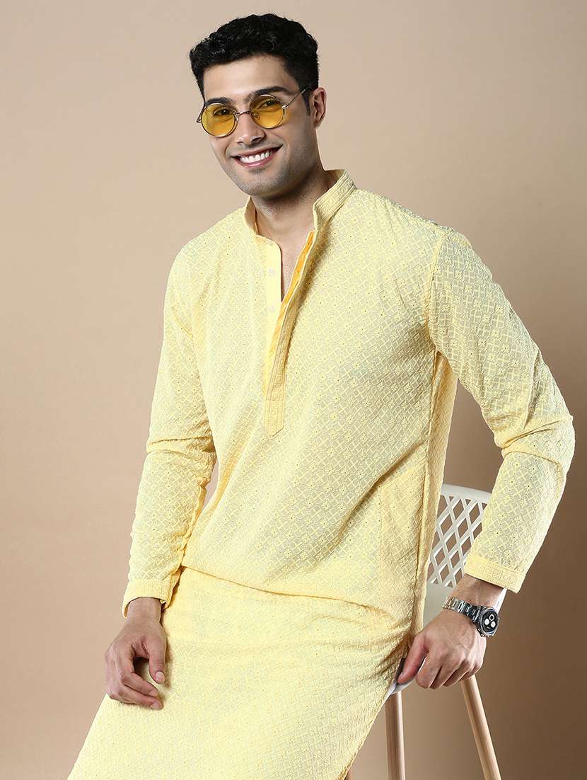 yellow cotton long  kurta