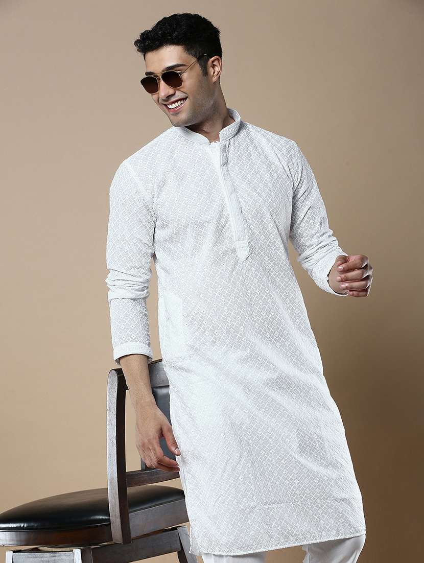 off white cotton long  kurta