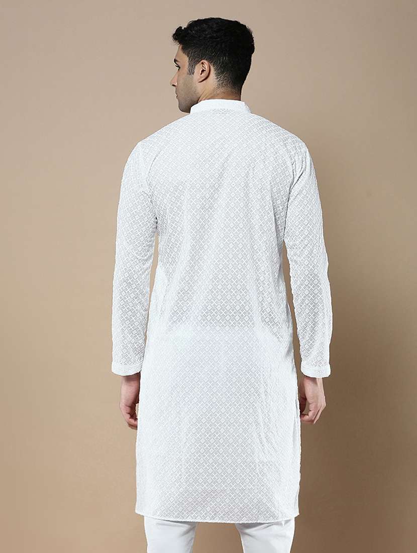 off white cotton long  kurta - 22374537 -  Standard Image - 3