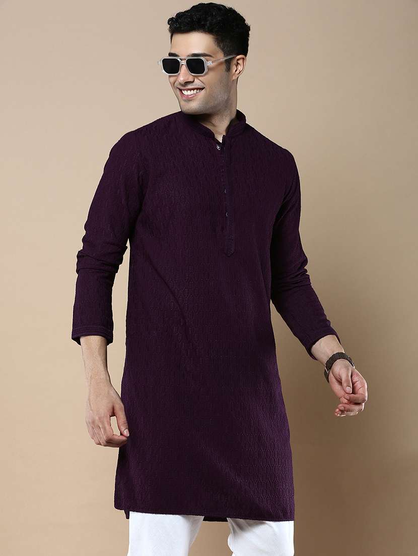 men self design kurta and churidar set