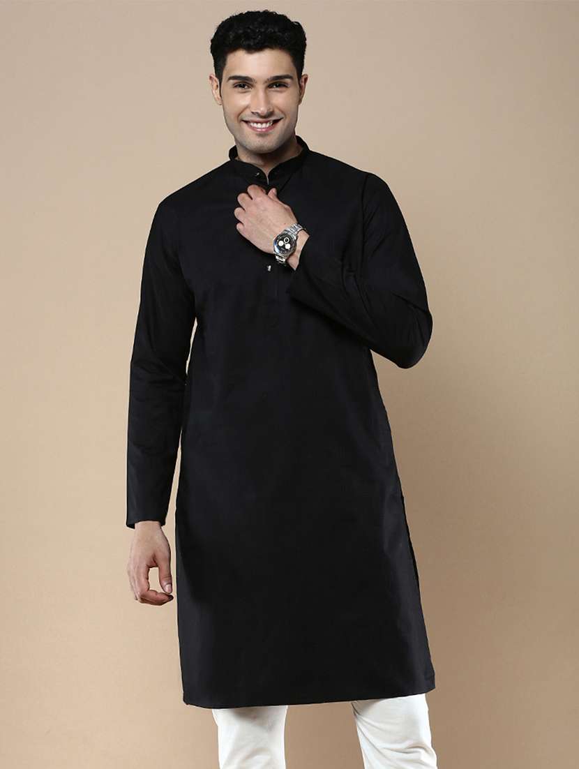 men mandarin neck long sleeve kurta