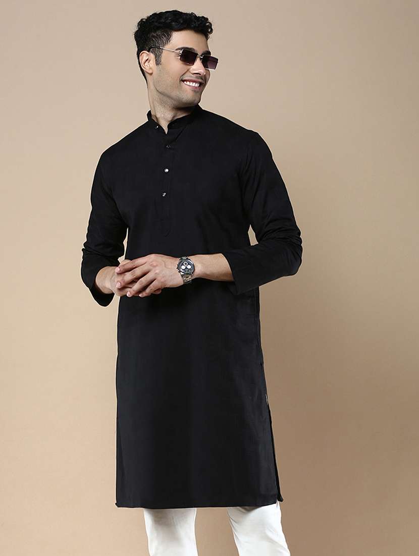 men mandarin neck long sleeve kurta - 22374546 -  Standard Image - 3