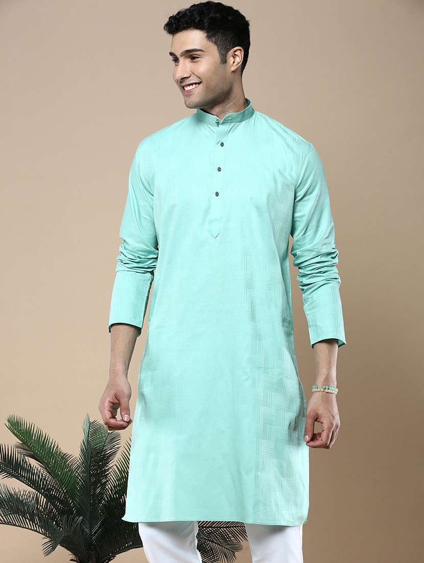 men mandarin neck long sleeve kurta