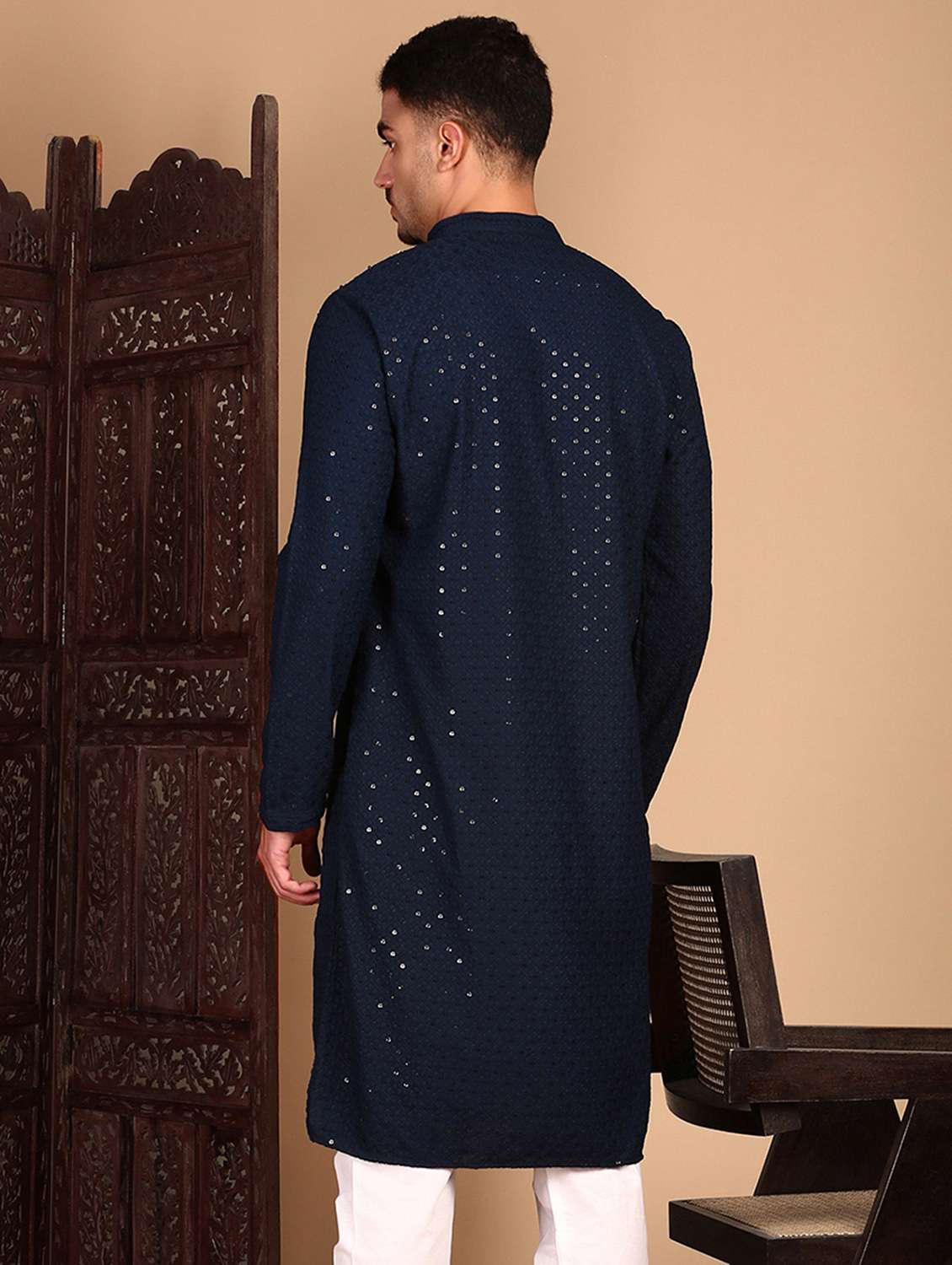 men self design kurta and churidar set - 22374583 -  Standard Image - 3