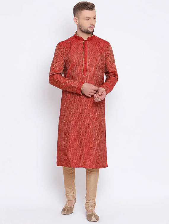 men long sleeve kurta and churidar set