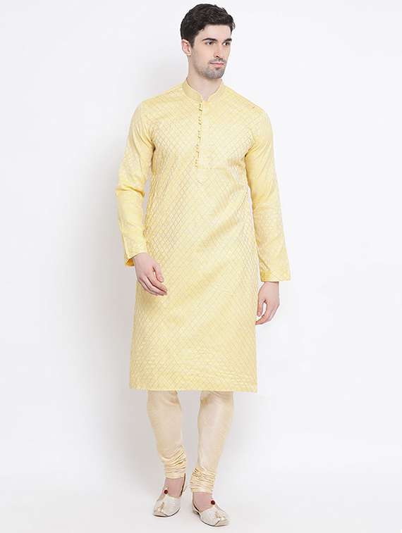 men long sleeve kurta and churidar set