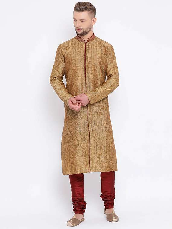 men long sleeve kurta and churidar set
