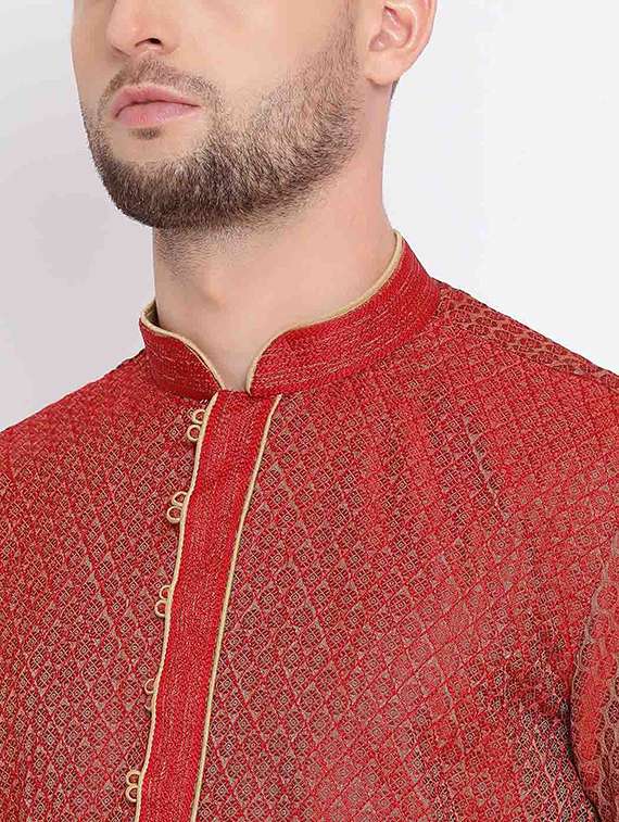 men long sleeve kurta and churidar set - 22374824 -  Standard Image - 3