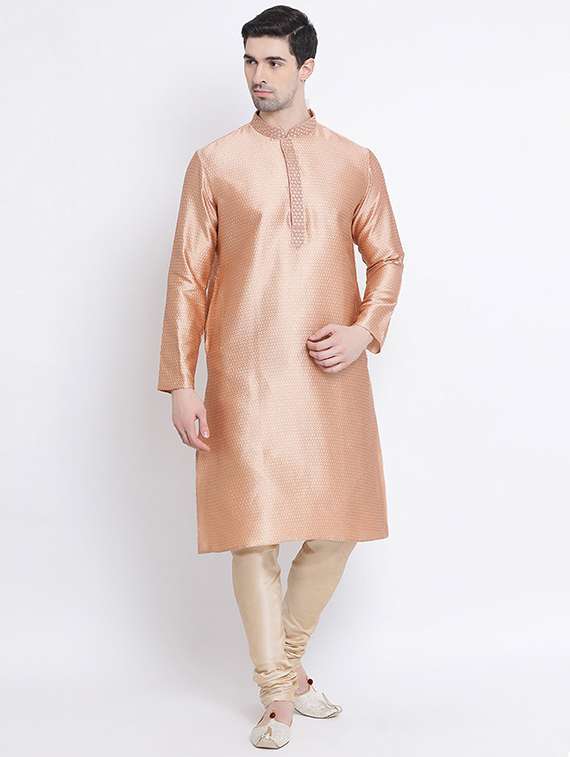 men self design kurta and churidar set