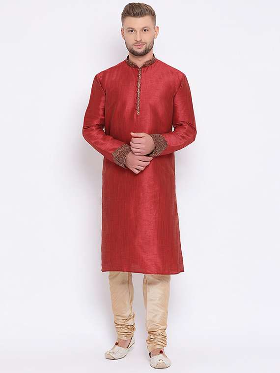 men long sleeve kurta and churidar set