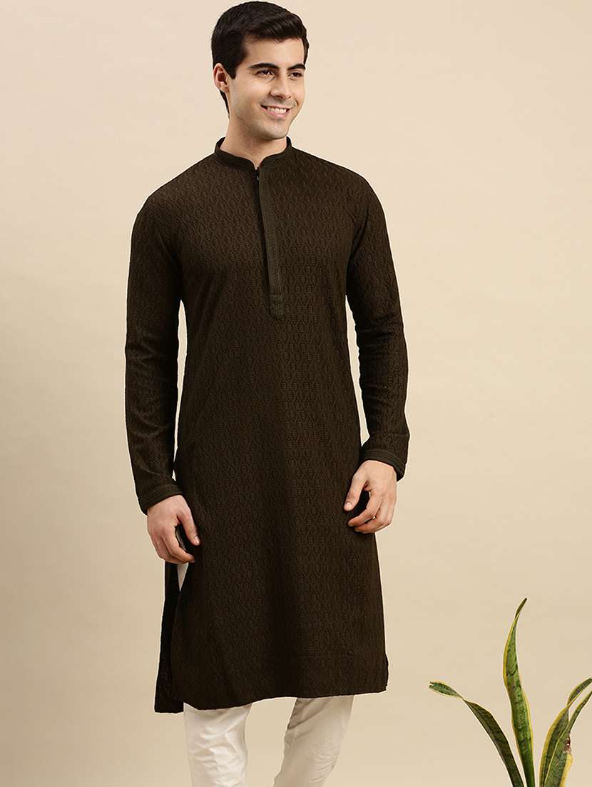 men long sleeves kurta and churidar set