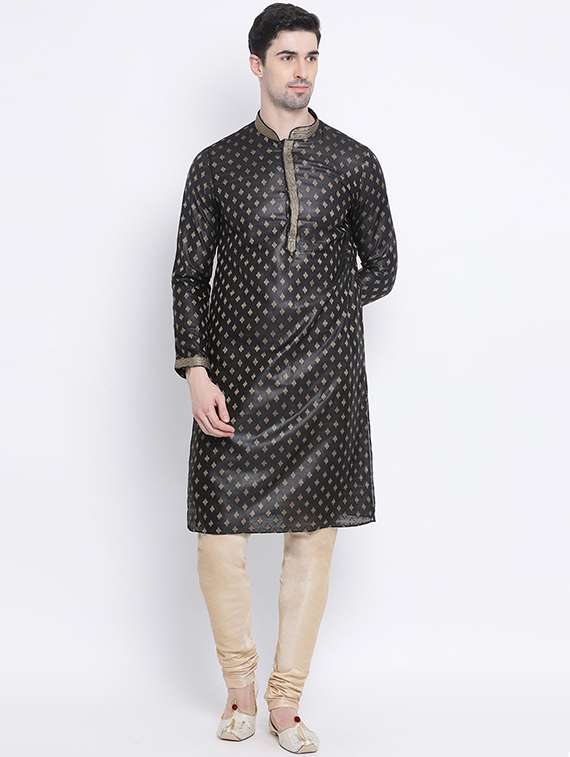 men long sleeve kurta and churidar set