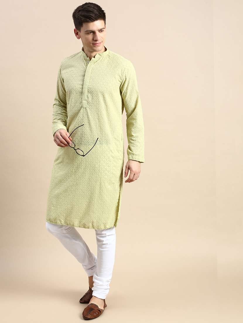 men long sleeve kurta and churidar set - 22374887 -  Standard Image - 3