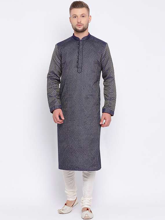 men long sleeves kurta and churidar set