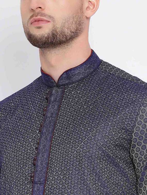 men long sleeves kurta and churidar set - 22374910 -  Standard Image - 3