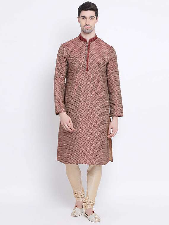 men long sleeve kurta and churidar set