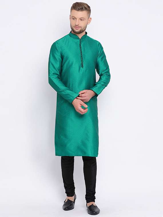 men self design kurta and churidar set