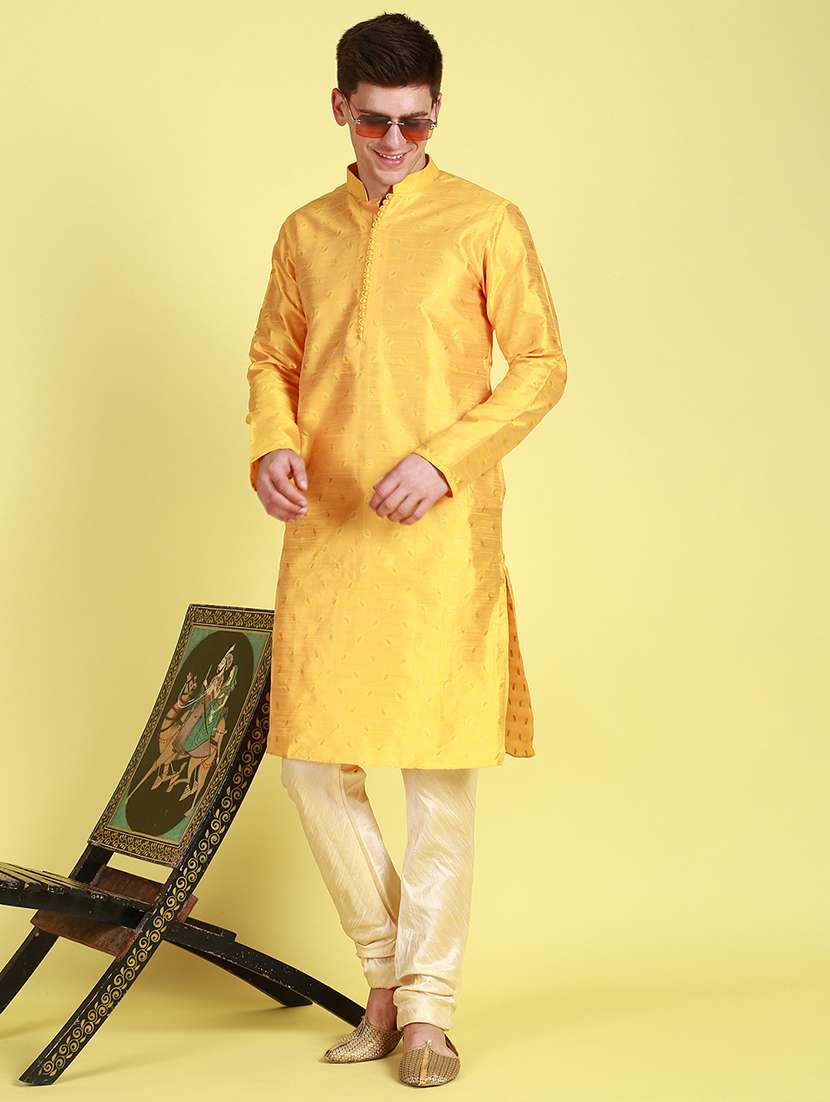 men long sleeves kurta and churidar set - 22375010 -  Standard Image - 3