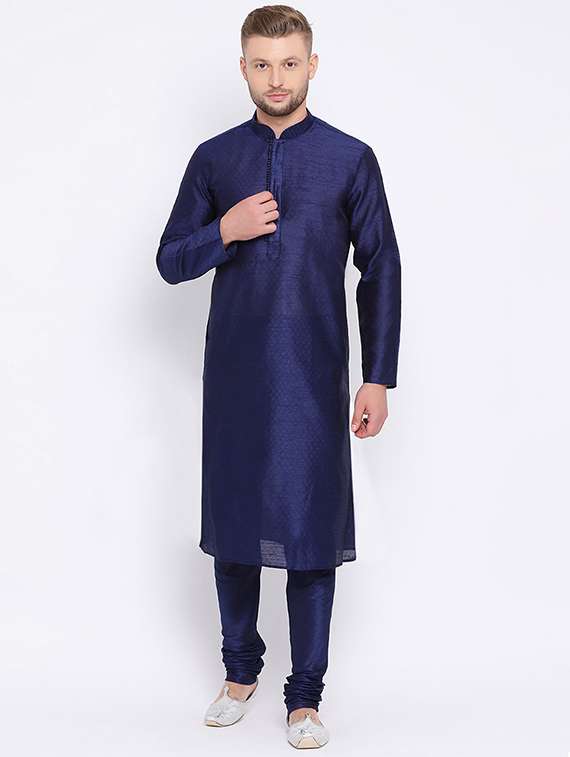 men self design kurta and churidar set