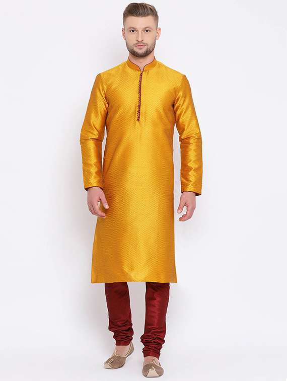 men long sleeve kurta and churidar set