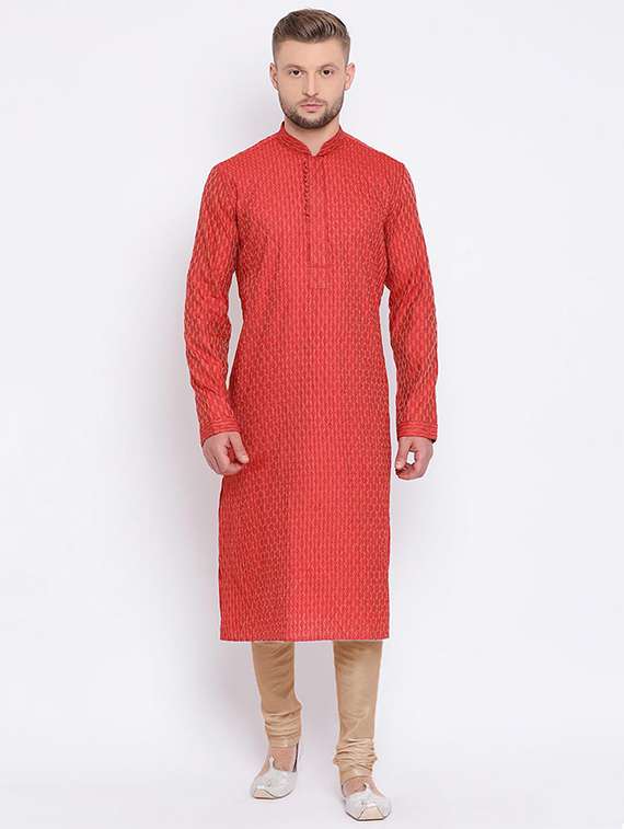 men long sleeve kurta and churidar set