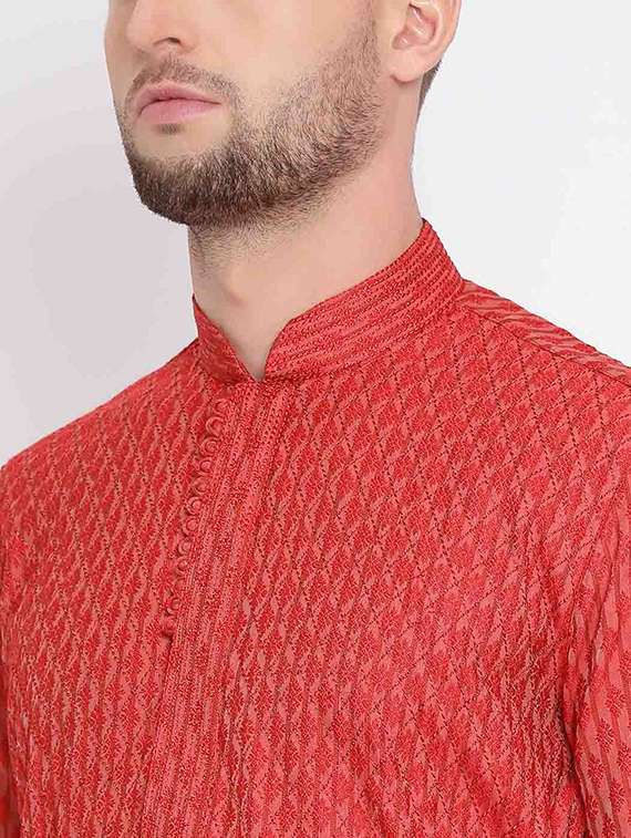 men long sleeve kurta and churidar set - 22375047 -  Standard Image - 3