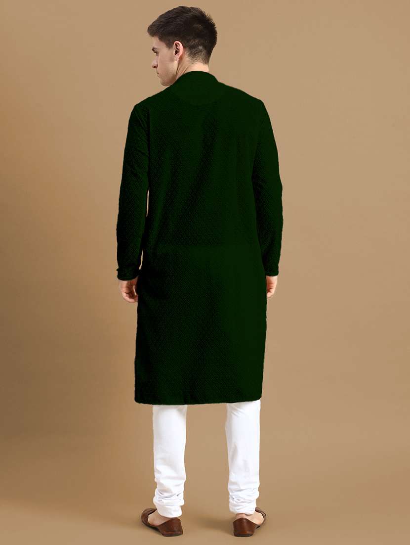 men long sleeves kurta and churidar set - 22375089 -  Standard Image - 3