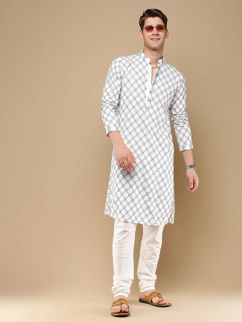 men long sleeve kurta and churidar set