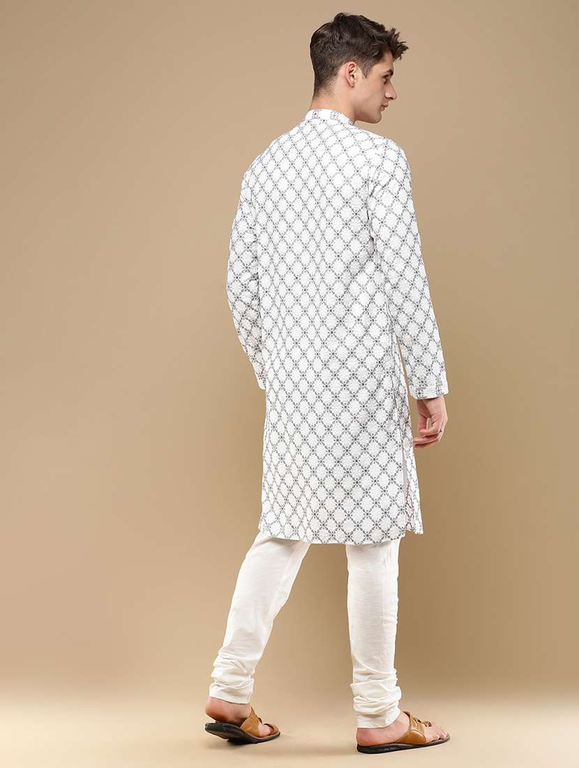 men long sleeve kurta and churidar set - 22375093 -  Standard Image - 3