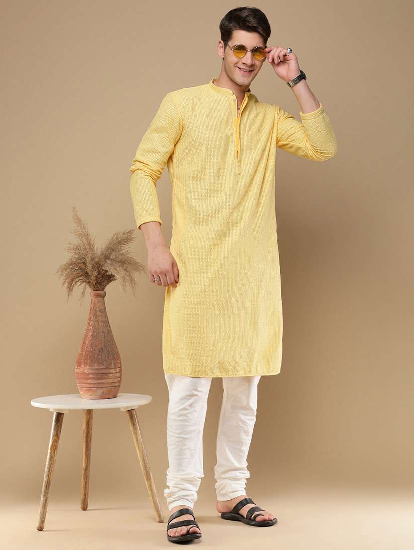 men long sleeve kurta and churidar set