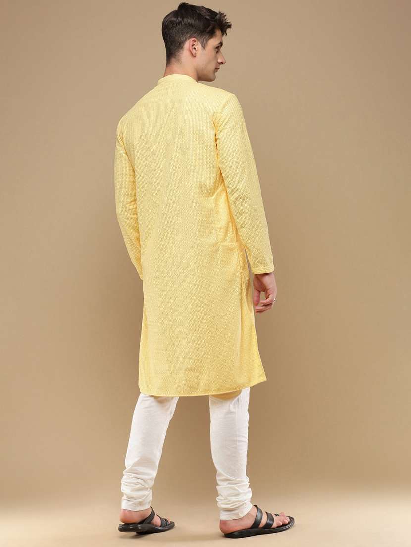 men long sleeve kurta and churidar set - 22375094 -  Standard Image - 3