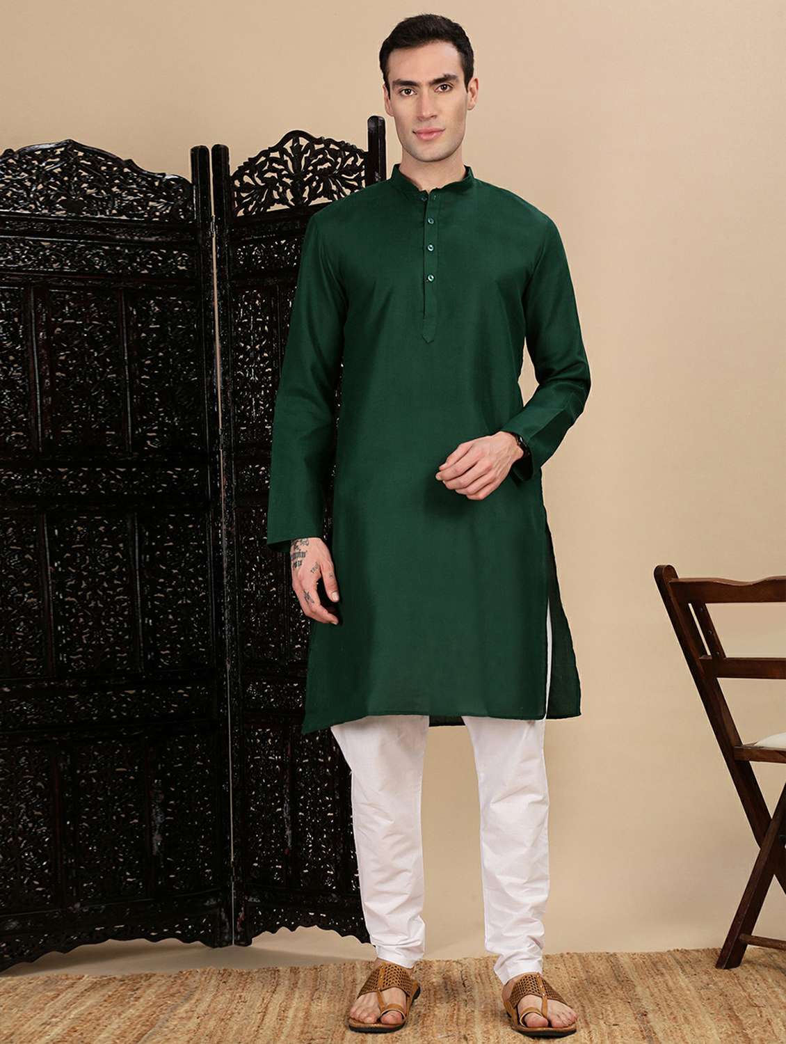 men self design kurta and pyjama set