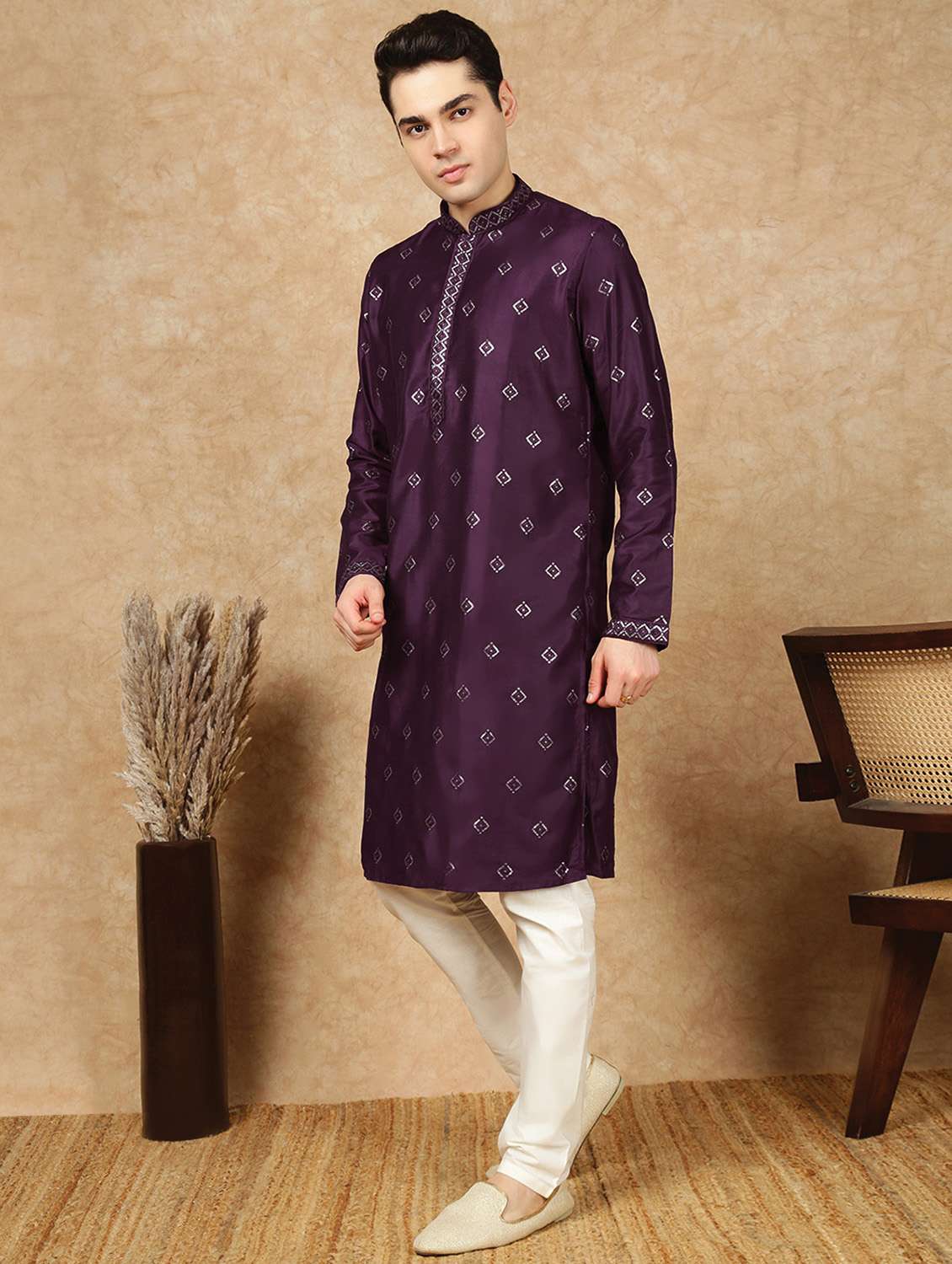 men long sleeve kurta and pyjama set