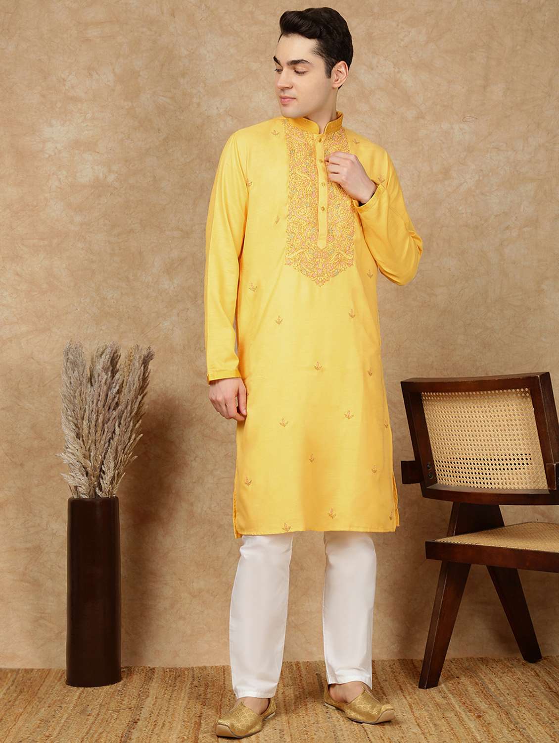 men long sleeve kurta and pyjama set