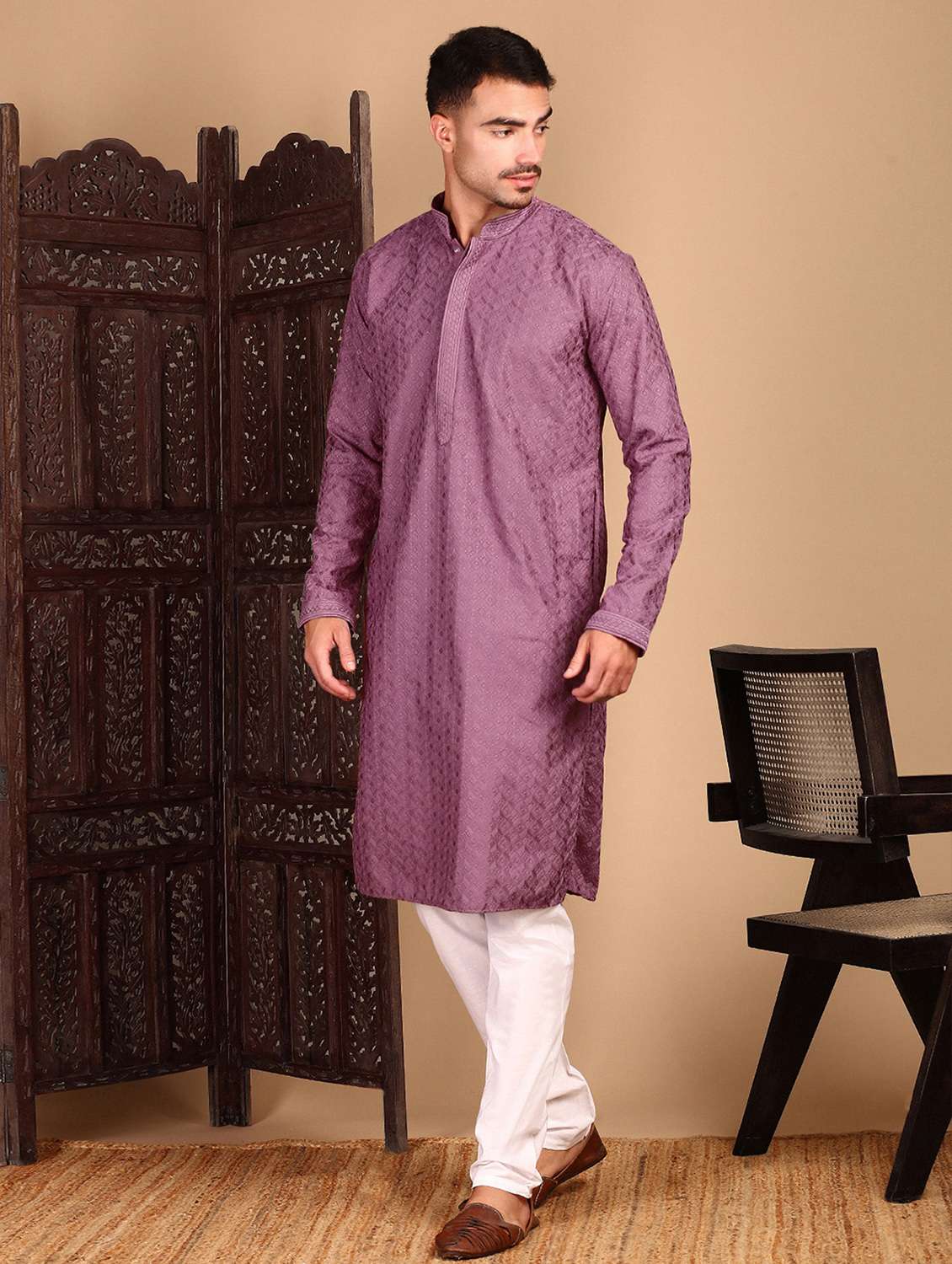 men self design kurta and pyjama set
