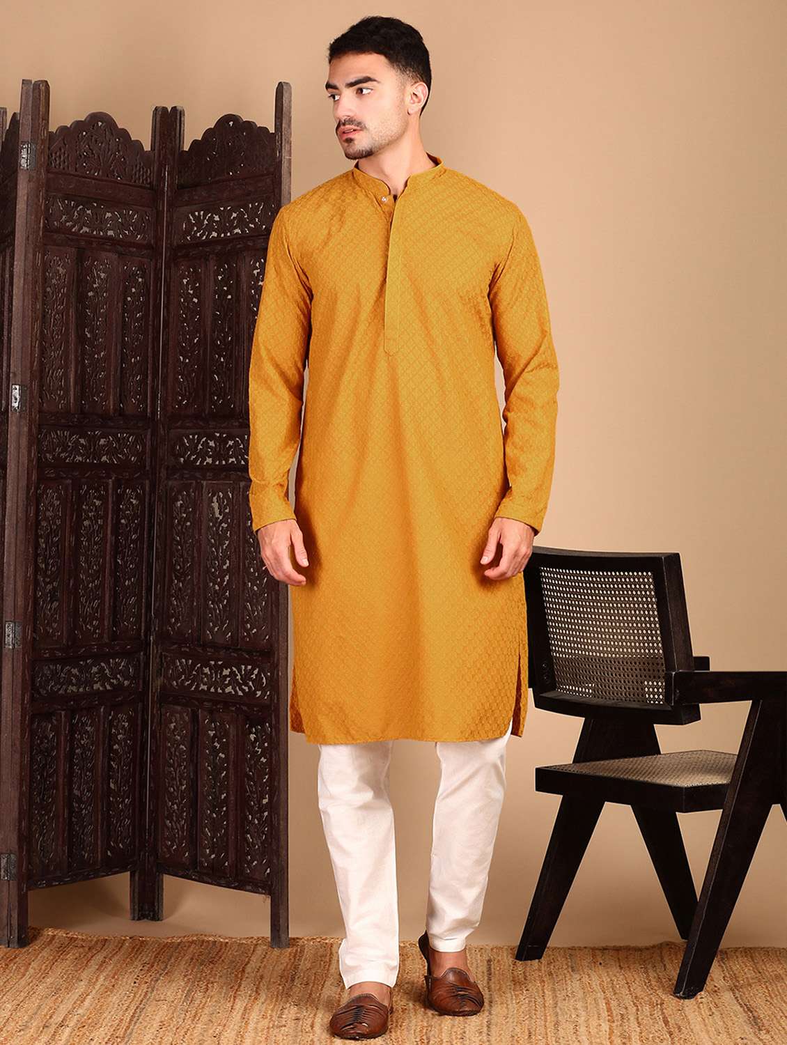 men long sleeve kurta and pyjama set