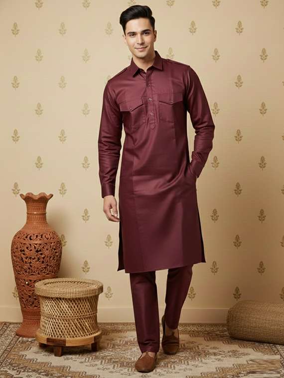 men long sleeve kurta and pyjama set