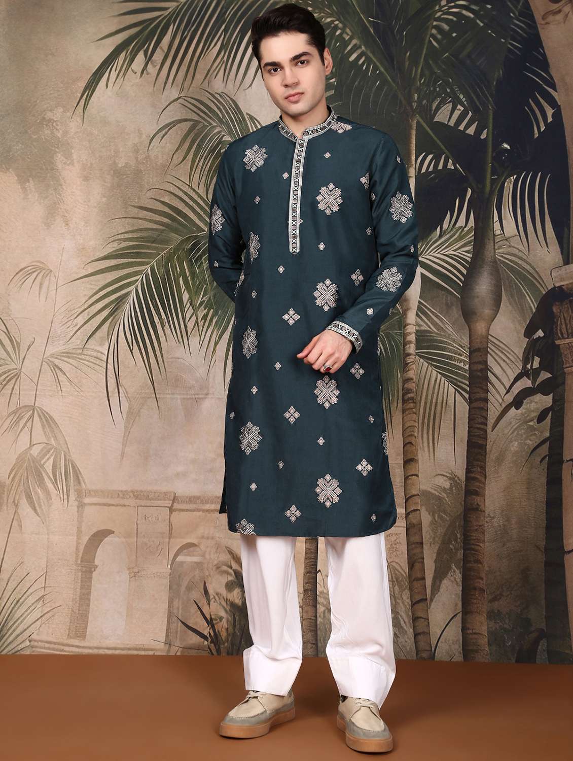 men long sleeve kurta and salwar set