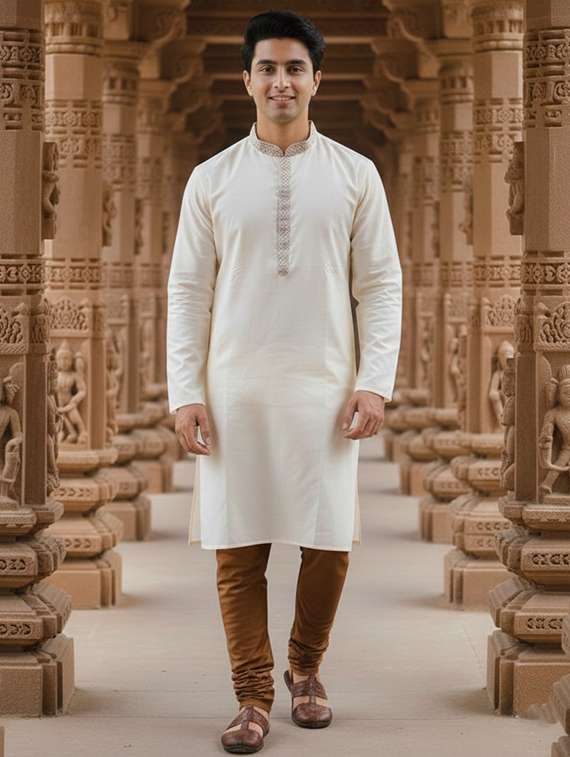 men long sleeve kurta and churidar set
