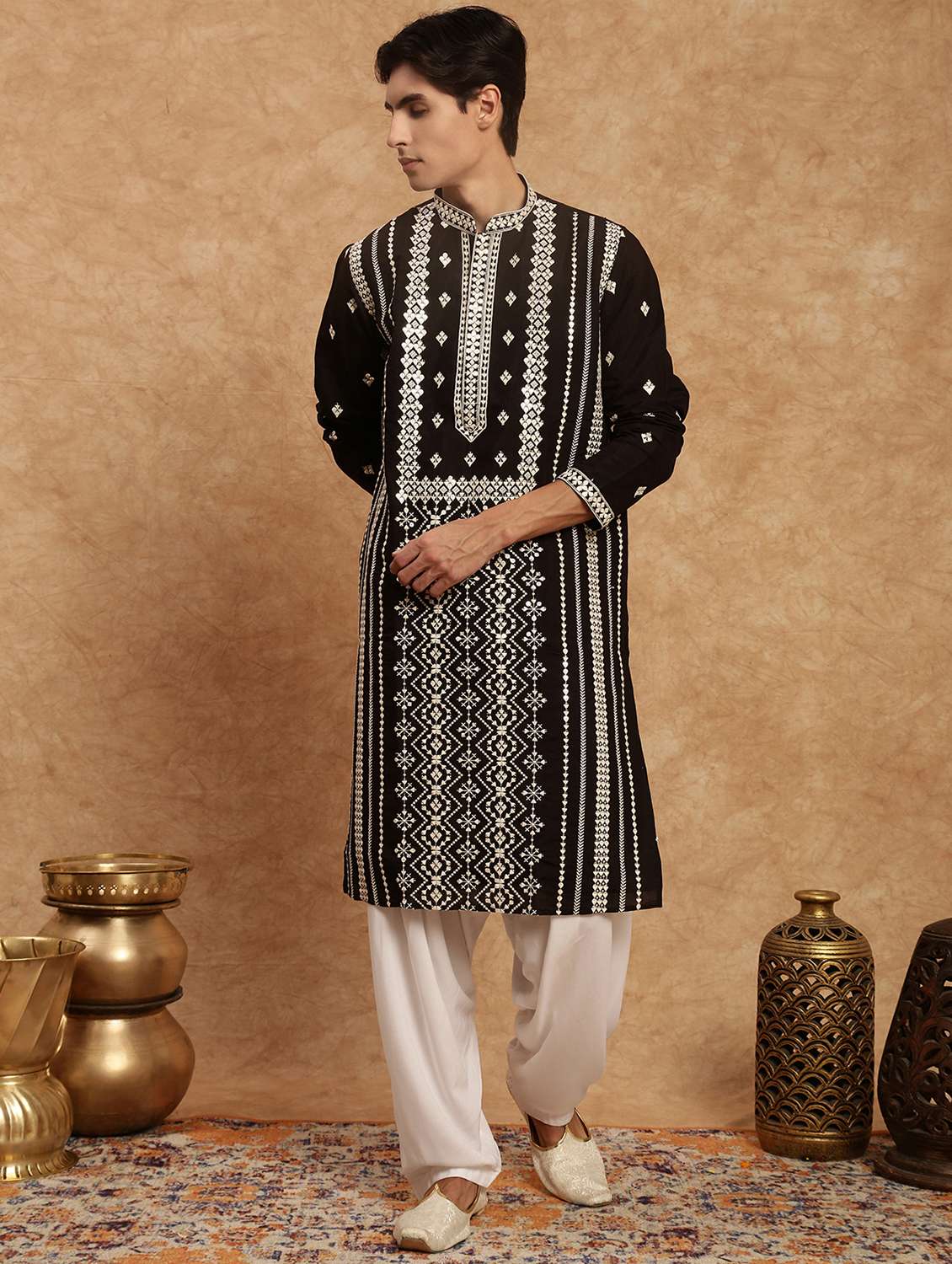men long sleeve kurta and salwar set