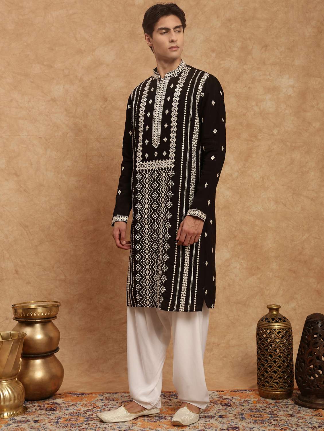 men long sleeve kurta and salwar set